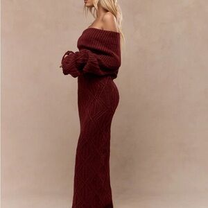 Missguided Burgundy Long Sleeve Dress